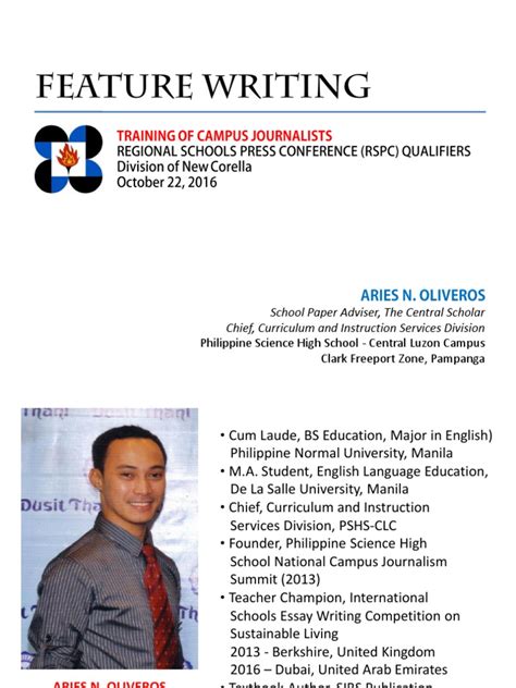 Image result for Feature Writing Sample DepEd
