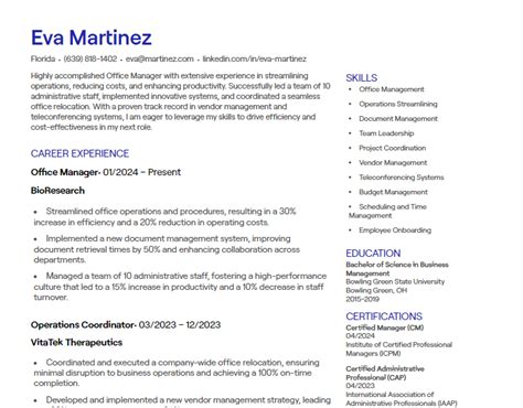 Office Manager CV Examples に対する画像結果