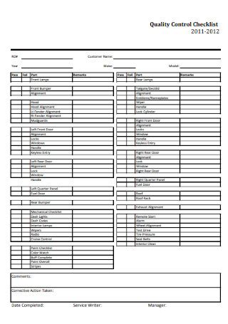 Image result for Openings Quality Control Checklist