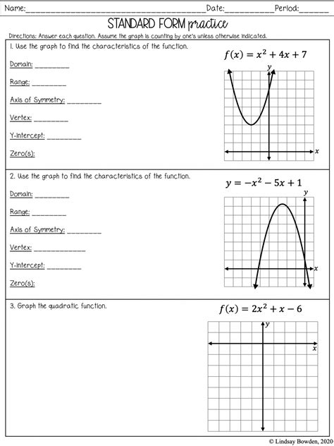 Image result for Quadratic Function Graph Worksheet