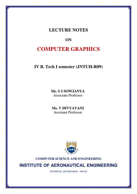 Bildergebnis für Computer Graphics Handwritten Notes PDF