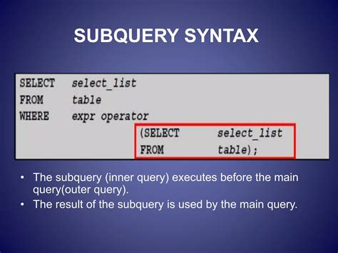 Image result for Subquery Syntax