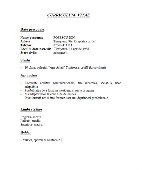 Toradh íomhá ar Descarca CV Simplu