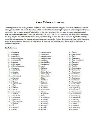 Image result for Core Values Checklist