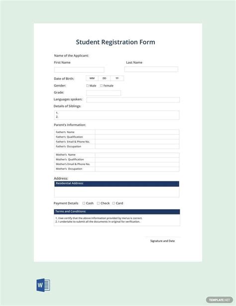 Image result for School Registration Forms Template Free