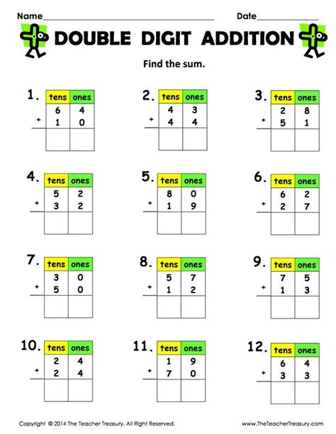 Toradh íomhá ar 2nd Grade Double-Digit Math Worksheets