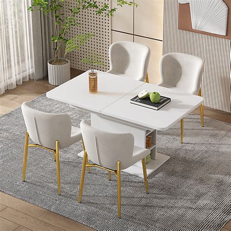 Versatile White Extendable Dining Table - Space-Saving, Multifunctional ...