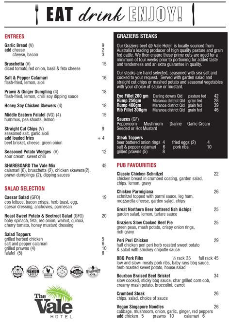 Image result for Vale Hotel 3 Course Menu