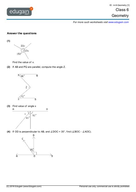 Image result for Geometry Grade 6 Math Worksheets