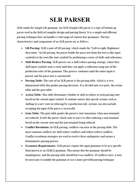 Image result for SLR 1 Parser