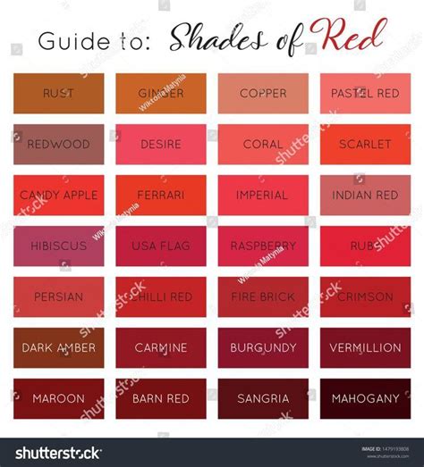 Image result for Red Color Shades with Hex Code