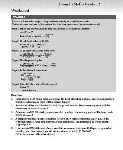 Image result for Year 12 General Math Compound Interest Worksheets