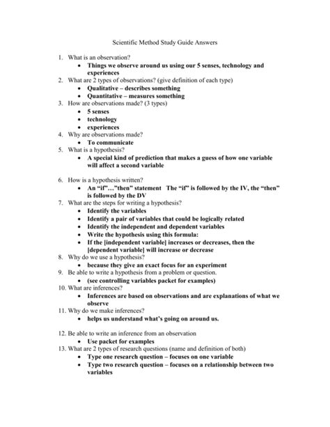Image result for Scientific Method Study Guide Answer Key