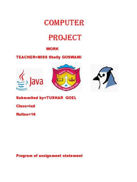 Image result for Computer Project Work Class 1