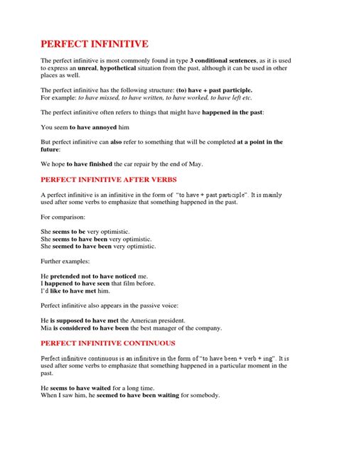 Image result for Perfect Infinitive Examples