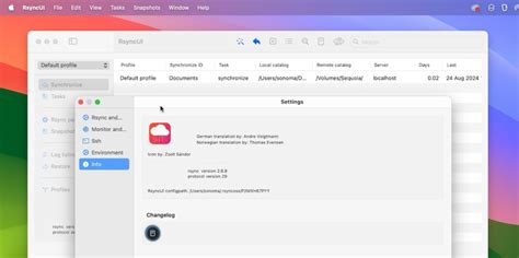 Toradh íomhá ar GUI Rsync Mac