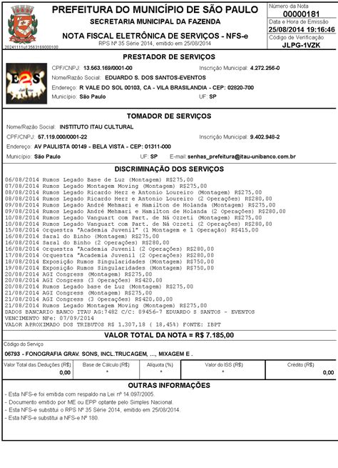 Afbeeldingsresultaten voor Modelo De Nota Fiscal NFS-e