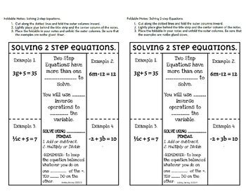 Image result for Two-Step Equations Foldable