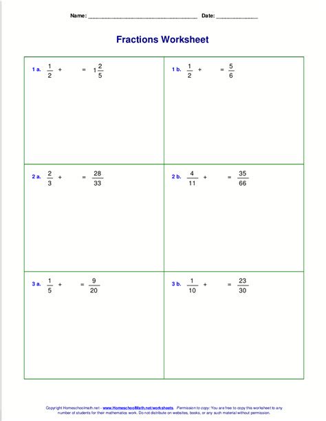 Image result for 5th Grade Math Worksheets Adding Fractions