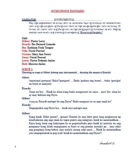 Toradh íomhá ar 10 Example of Drama Script