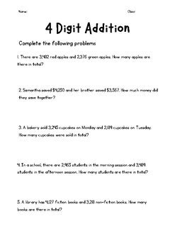 Image result for 4 Digit Addition Problem Solving