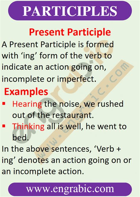 Image result for Present Participle Examples