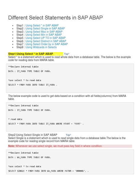 Toradh íomhá ar ABAP Syntax Document Example