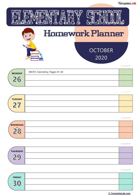 Image result for Free Printable Student Assignment Planner