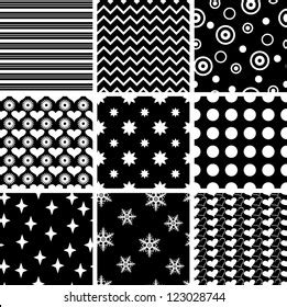 Set Simple Black White Seamless Patterns Stock Vector (Royalty Free ...