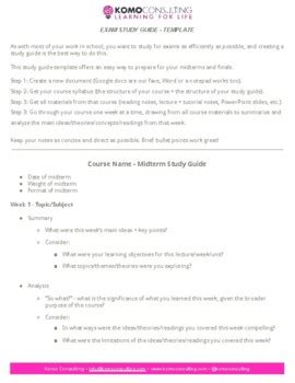 Image result for Exam Study Guide Template