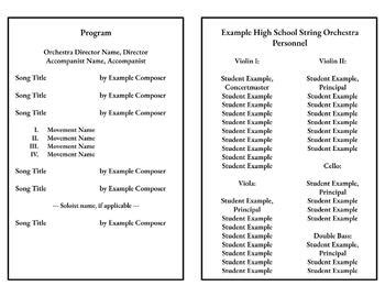 Image result for Orchestra Concert Program Template