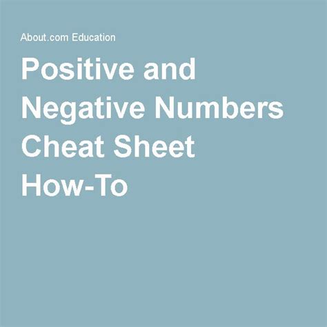 Negative Numbers Cheat Sheet に対する画像結果