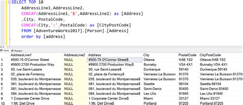 Toradh íomhá ar Concat Two String in SQL Server