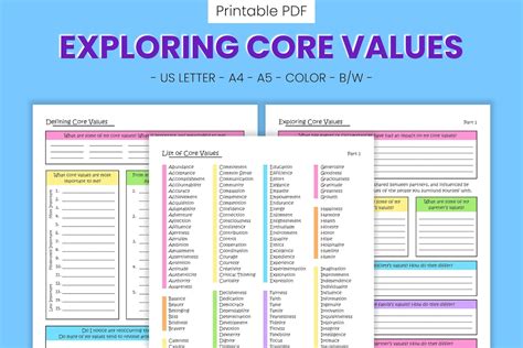 Image result for Values Exploration Worksheet