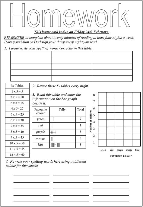 Image result for Homework Print Out