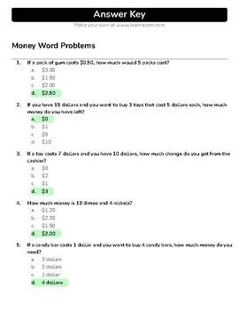 Bildergebnis für Practice Money Test Answer Key