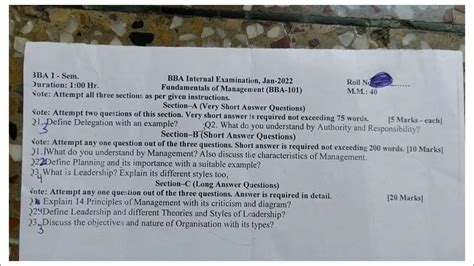 Image result for BBA Semester 1 Question Paper