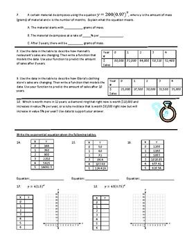 Image result for Tables for Exponential Functions Worksheet