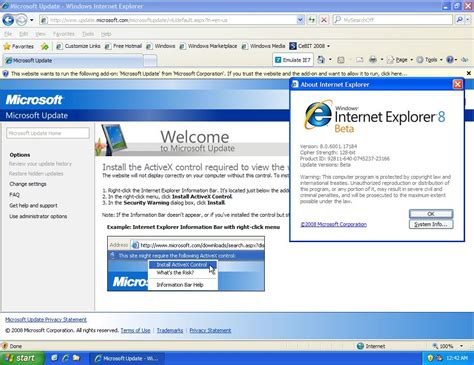 Toradh íomhá ar Internet Explorer 8 Windows XP