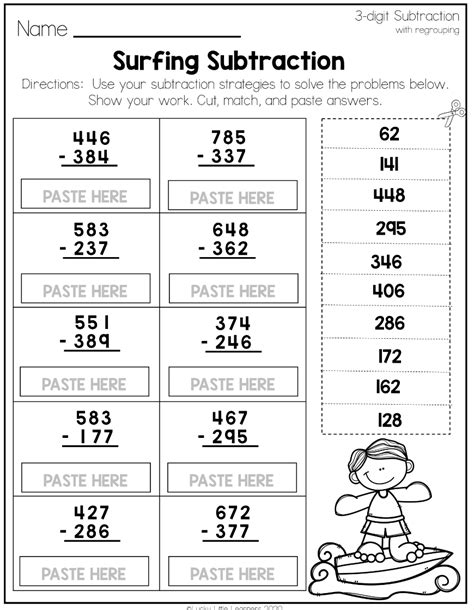 Image result for Subtracting 3-Digit Numbers Worksheet