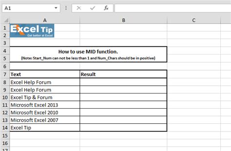 Image result for Mid Formula Example in Excel