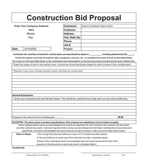 Toradh íomhá ar Bid Proposal Example