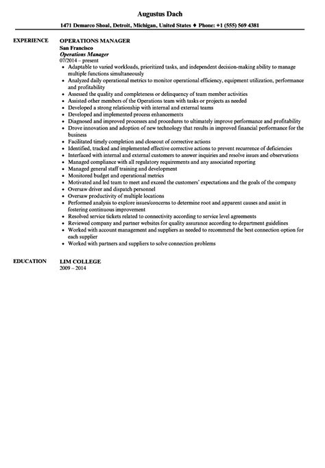 Image result for Example of Operations Management Resume