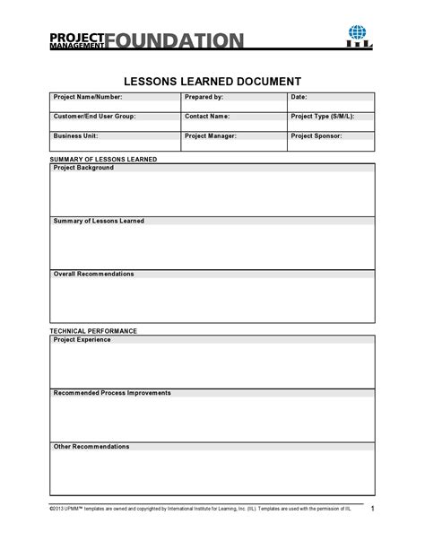 Image result for Lessons Learned Format