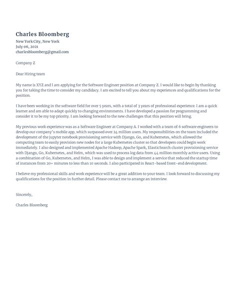 Image result for Cover Letter Format for Software Developer