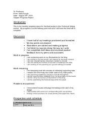 Image result for Technical Writing Progress Report