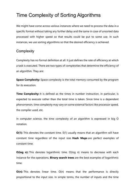 Image result for Sorting Algorithms Time Complexity Brief