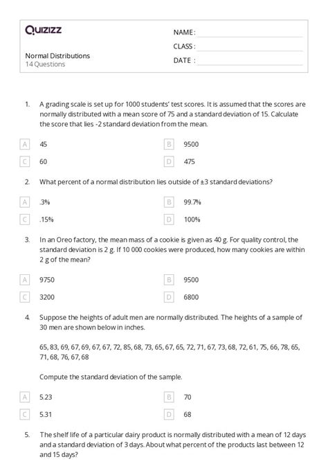 Toradh íomhá ar Normal Distribution Projwct Work Sheet