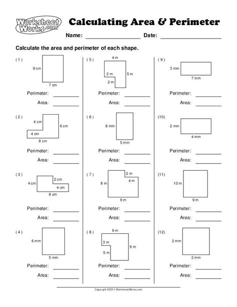 3rd Grade Math Worksheets Area and Perimeter に対する画像結果