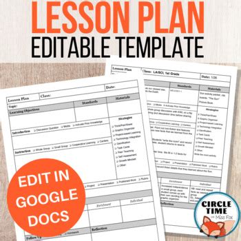 Google Doc Weekly Lesson Plan Template に対する画像結果